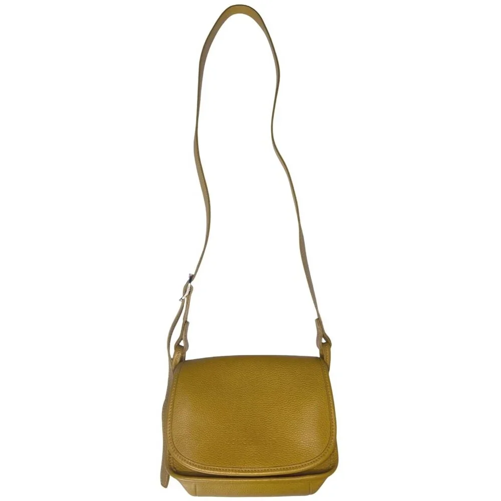 Longchamp Le Foulonné Mimosa Yellow Leather Crossbody Bag Adjustable Strap - Picture 5 of 16